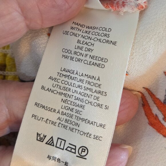 Michelle Morin For Anthropologie Blouse Sz M Floral Tiger Print Wrap Tie Waist - Picture 14 of 14